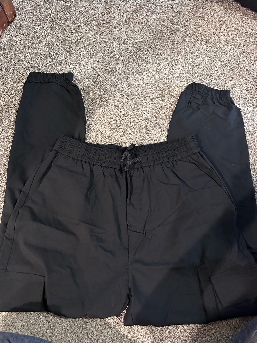 Black Elastic-Waist Drawstring Pants